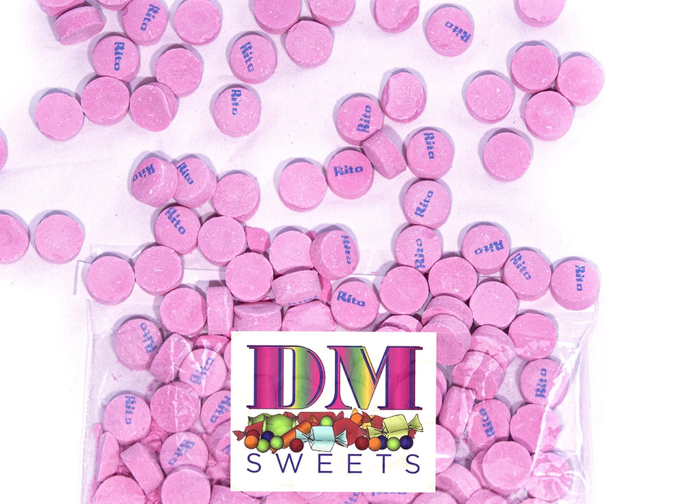 DM Sweets Pink Wintergreen lozenge on serving plate for sharing