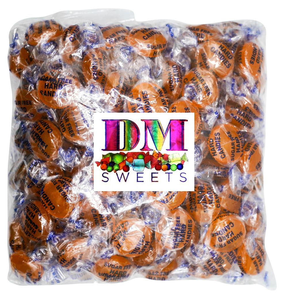 DM Sweets sugar free butterscotch buttons close up showing creamy texture