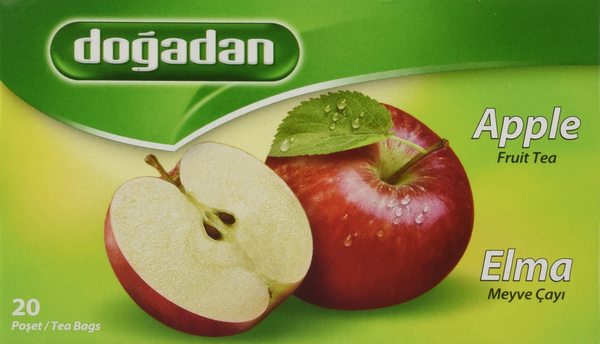 Dogadan Apple Fruit Tea bags ready for hot or cold brewing.
