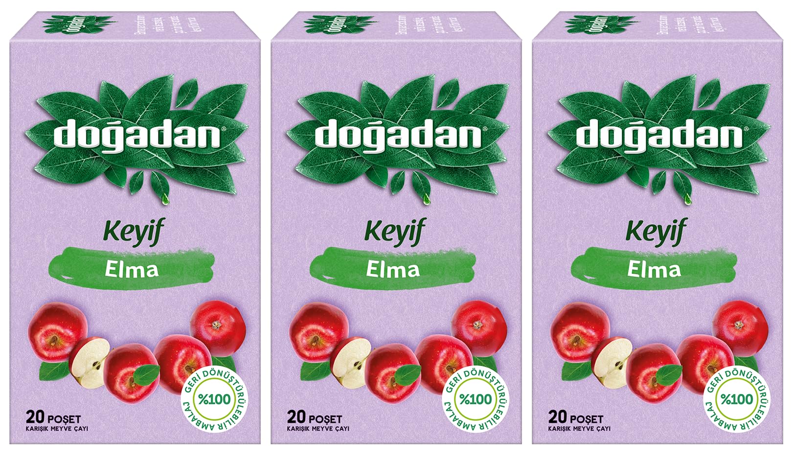 Dogadan Apple Tea 20-bag pack, crisp apple flavor for anytime refreshment.