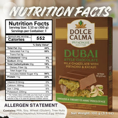 Dolce Calma handmade Belgian chocolate with cream kunafa filling close-up, elevating snacking.