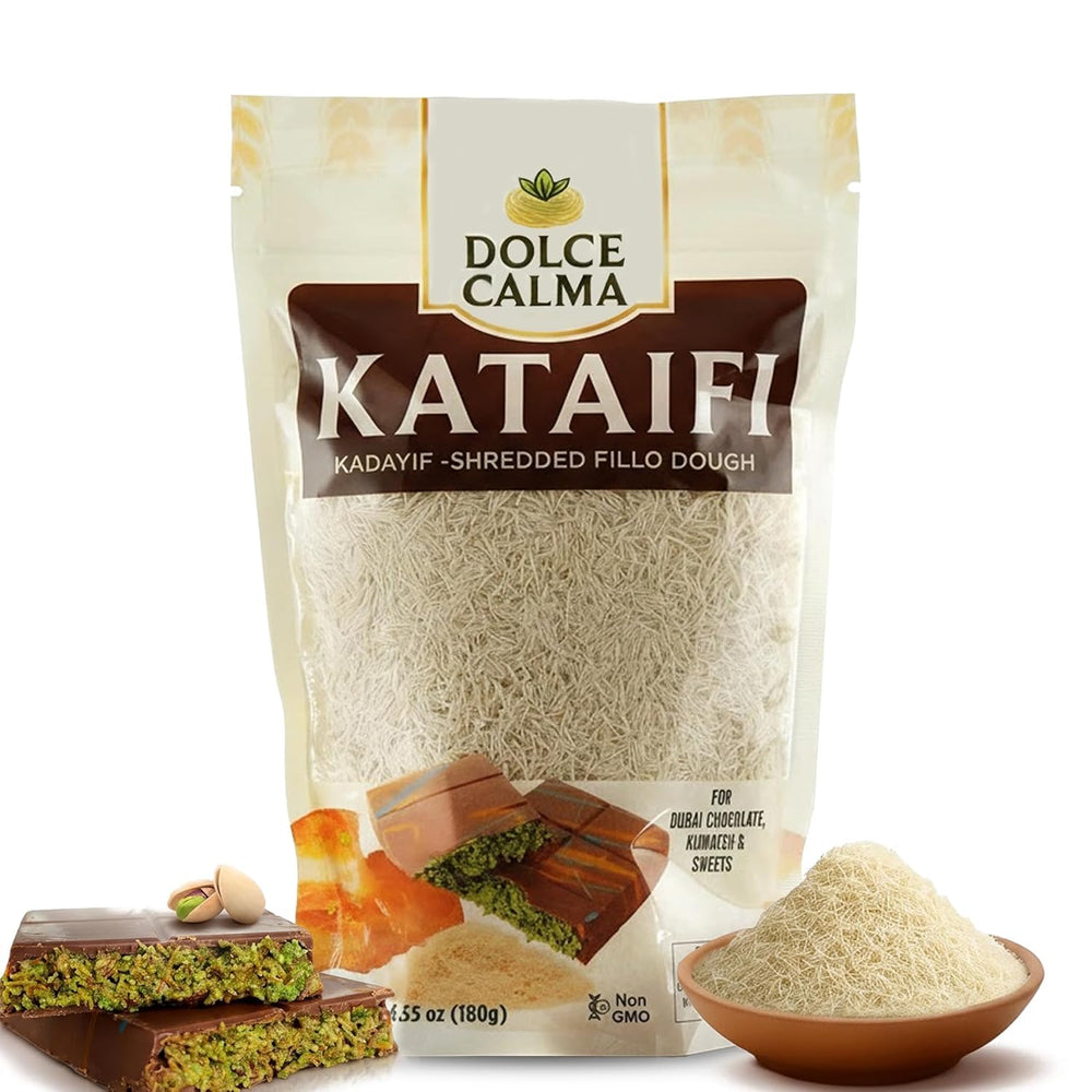 Dolce Calma kataifi dough strands ready for flawless preparation and toasting.