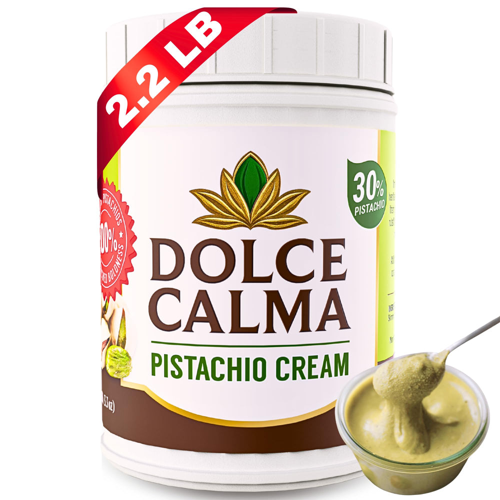 Dolce Calma pistachio cream jar, silky spread for toast and pastries.