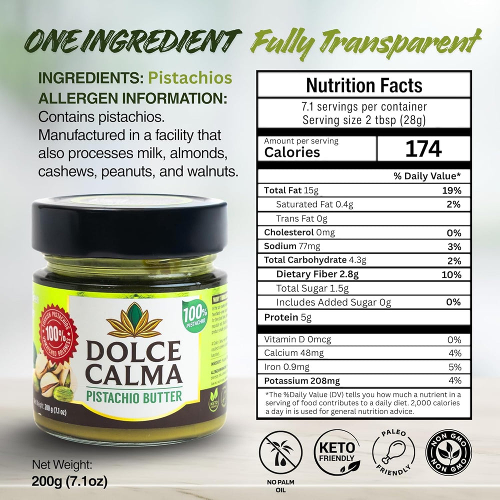 Dolce Calma pistachio spread on toast creates a creamy texture for morning meals.