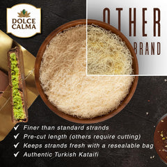 Dolce Calma toasted kataifi delivers a light to crispy crunch when baked.