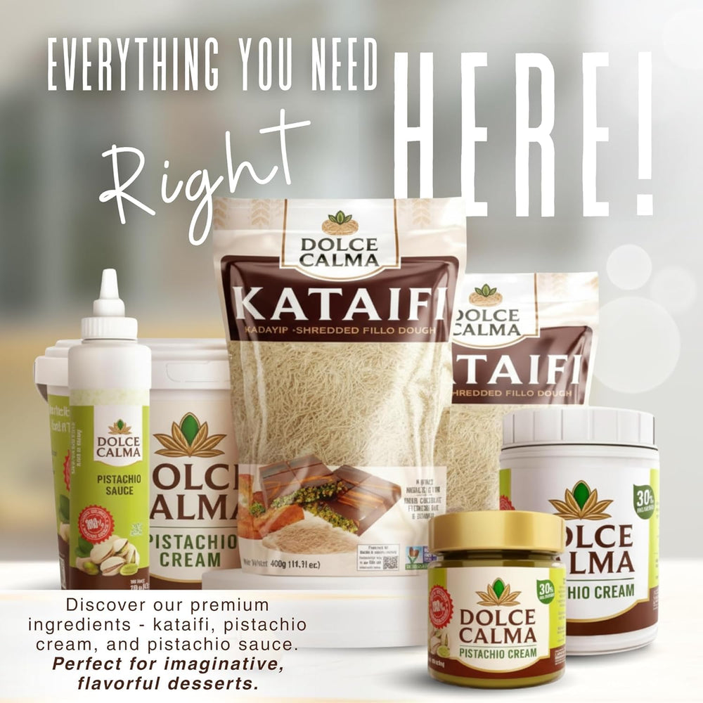 Dolce Calma kataifi-dough suits pistachio cream fillings and kunafa desserts.