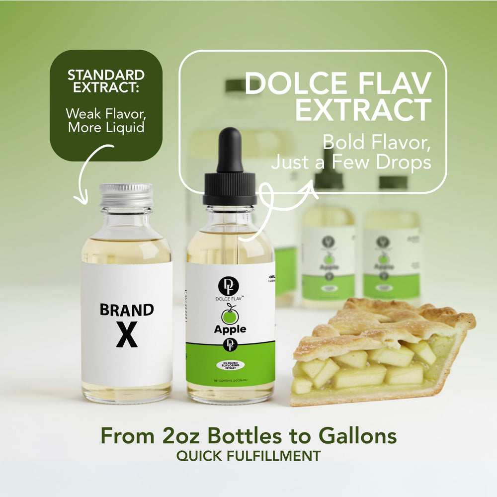 Dolce Flav Apple Extract frosting enhances whipped cream desserts.
