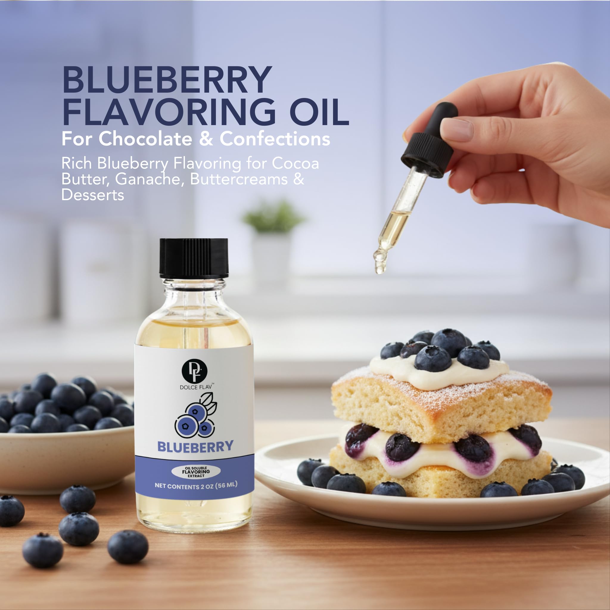 Blueberry muffins with Dolce Flav for rich, natural flavor.
