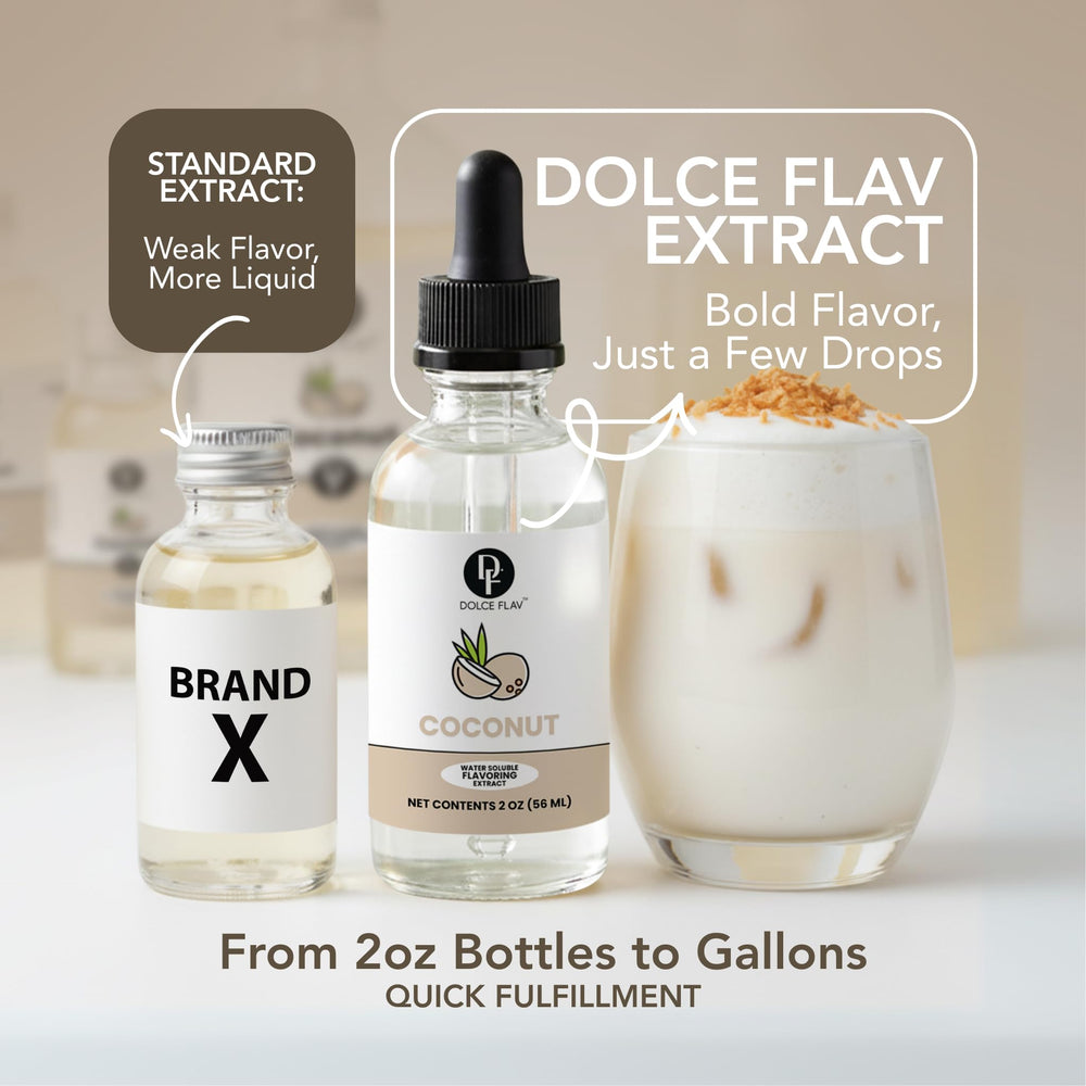 Dolce Flav coconut extract flavors frostings for coconut-scented icing.