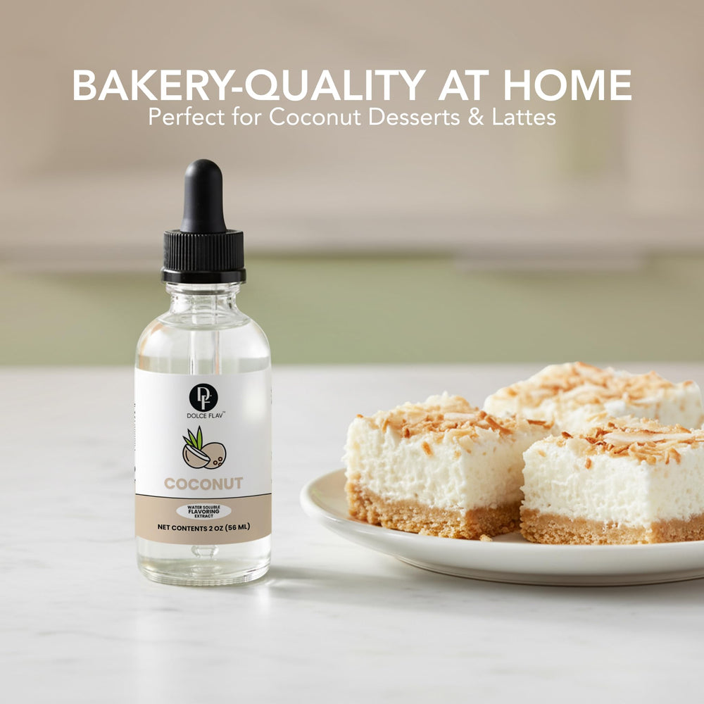 Dolce Flav coconut extract adds coconut notes to ice cream bases.