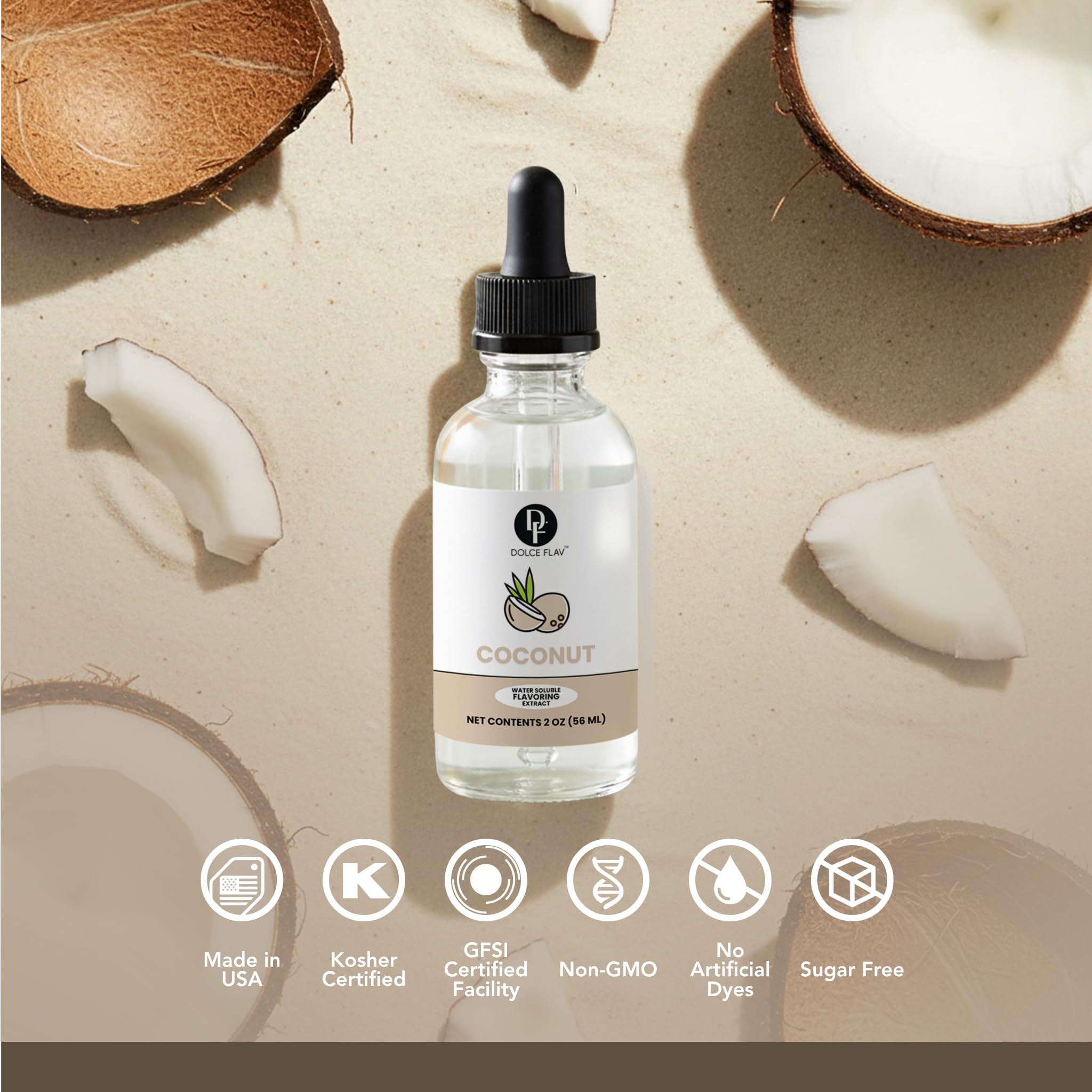 Dolce Flav coconut extract boosts smoothies and ice pops with coconut notes.