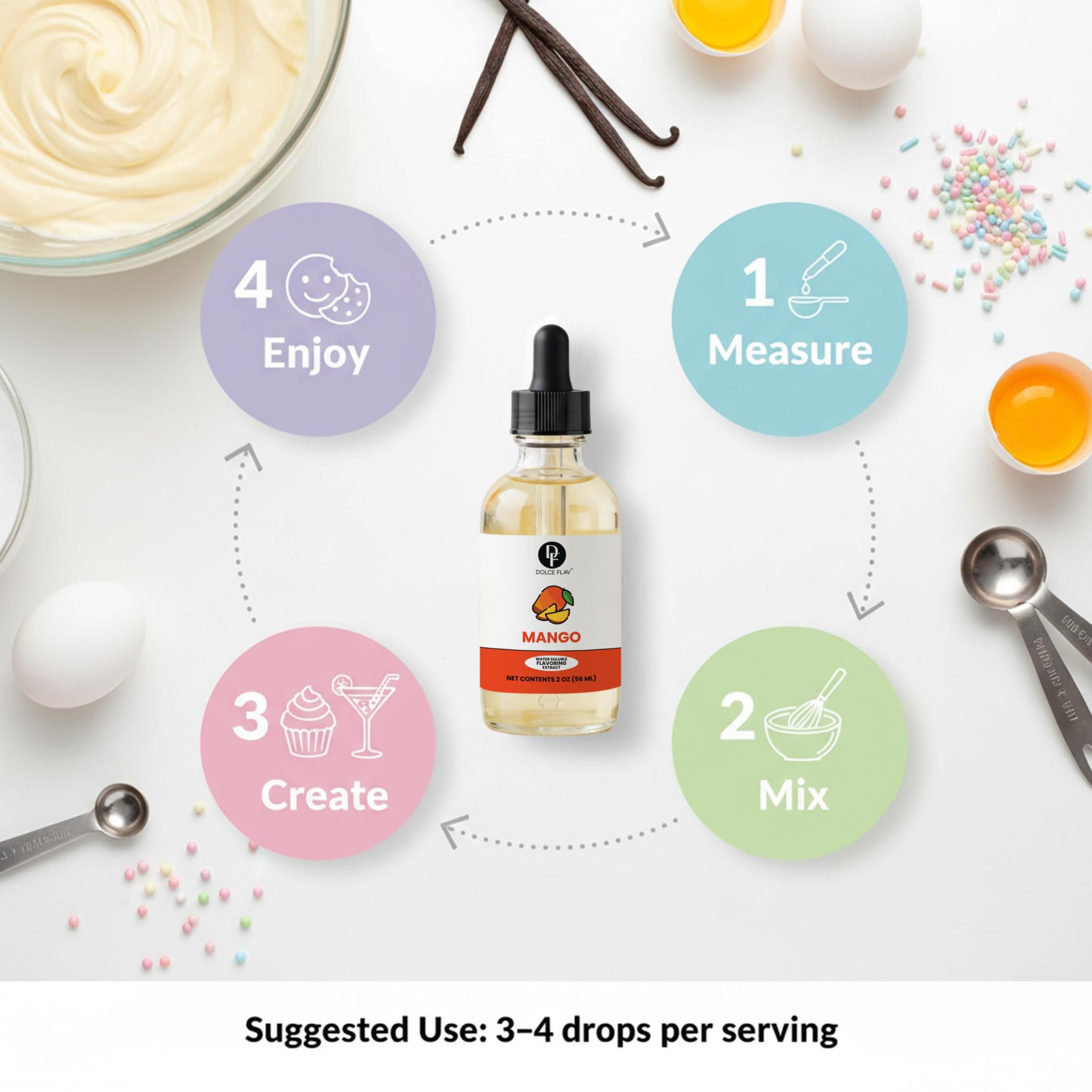Cooking with Dolce Foglia Mango Extract to add exotic mango flavor.