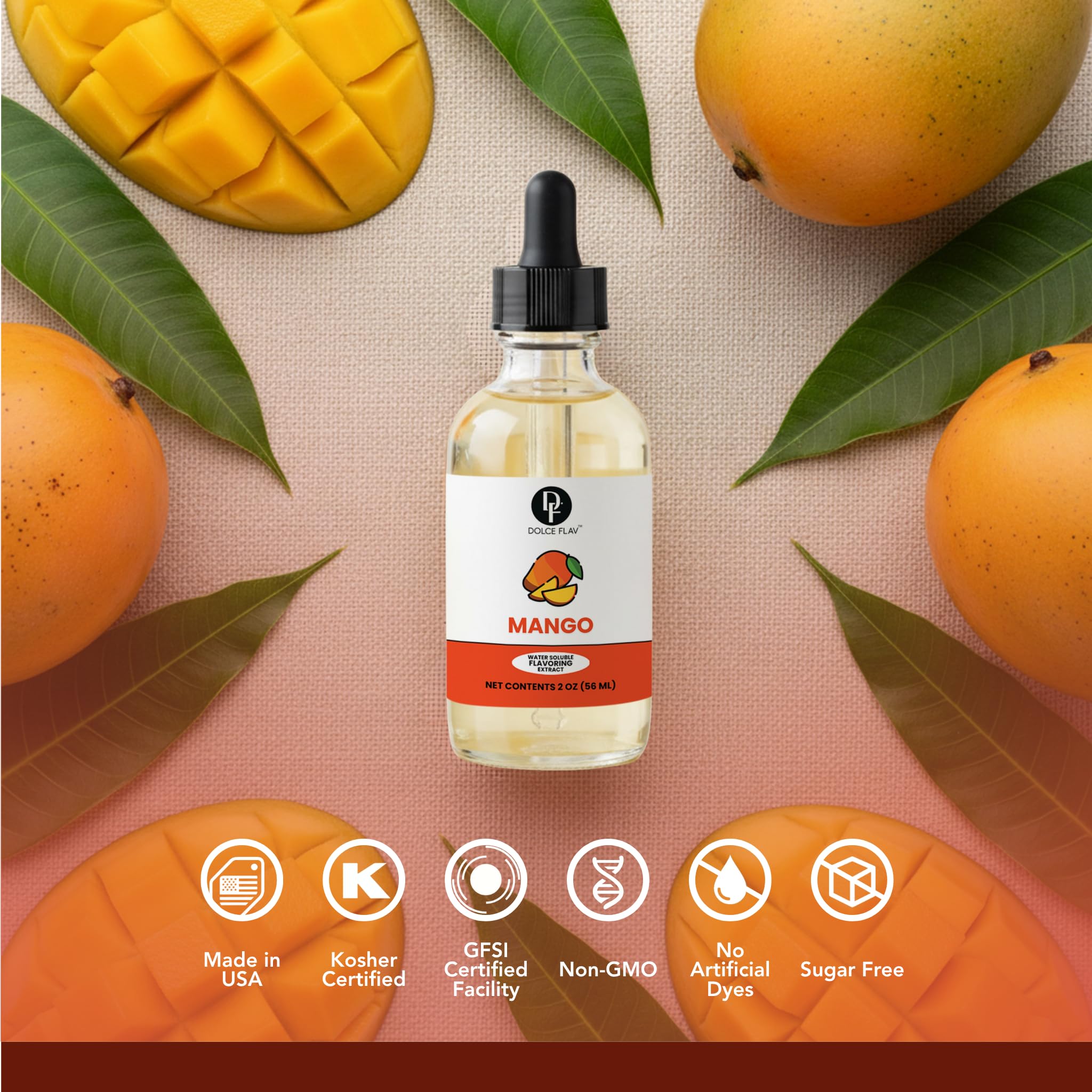 Frosting made with Dolce Foglia Mango Extract for mango-topped cakes.