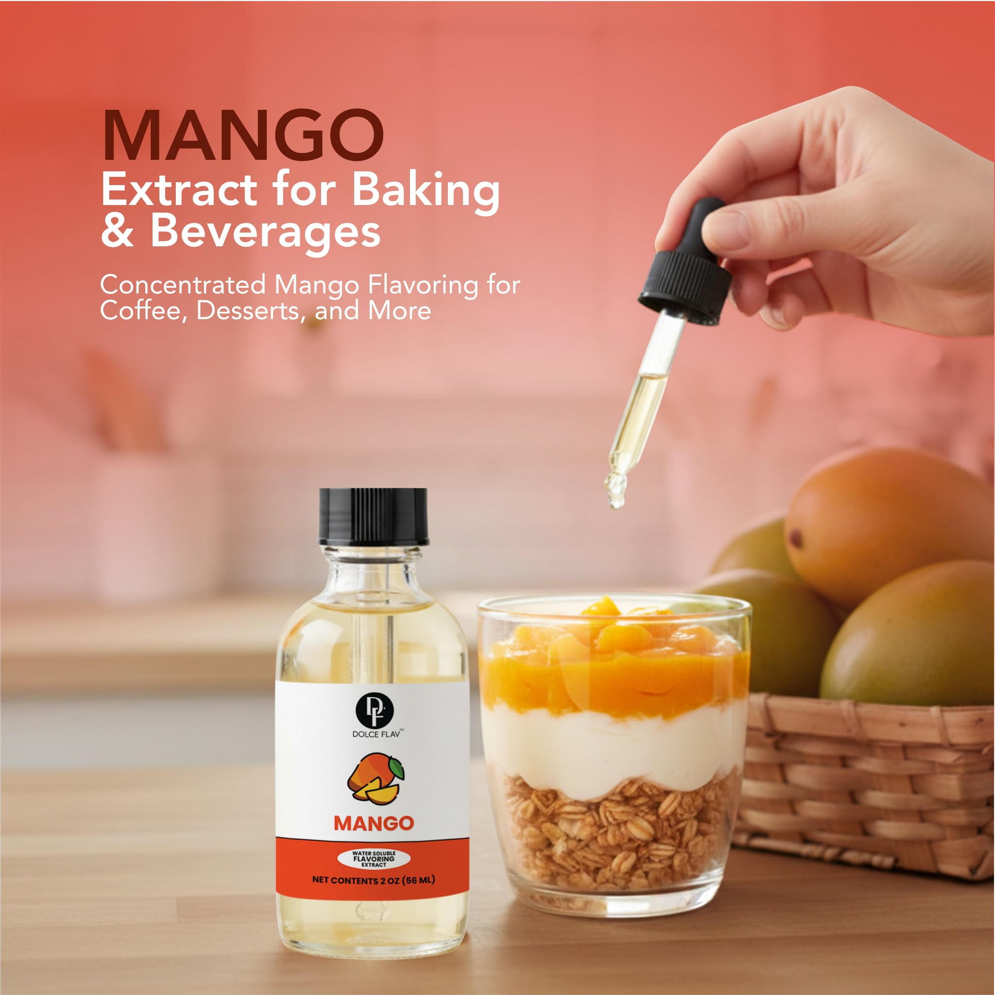 Mango ice cream made with Dolce Foglia Mango Extract, sugar-free tropical dessert idea.