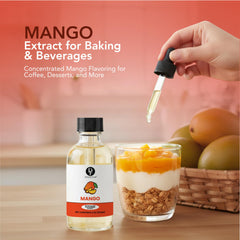 Mango ice cream made with Dolce Foglia Mango Extract, sugar-free tropical dessert idea.