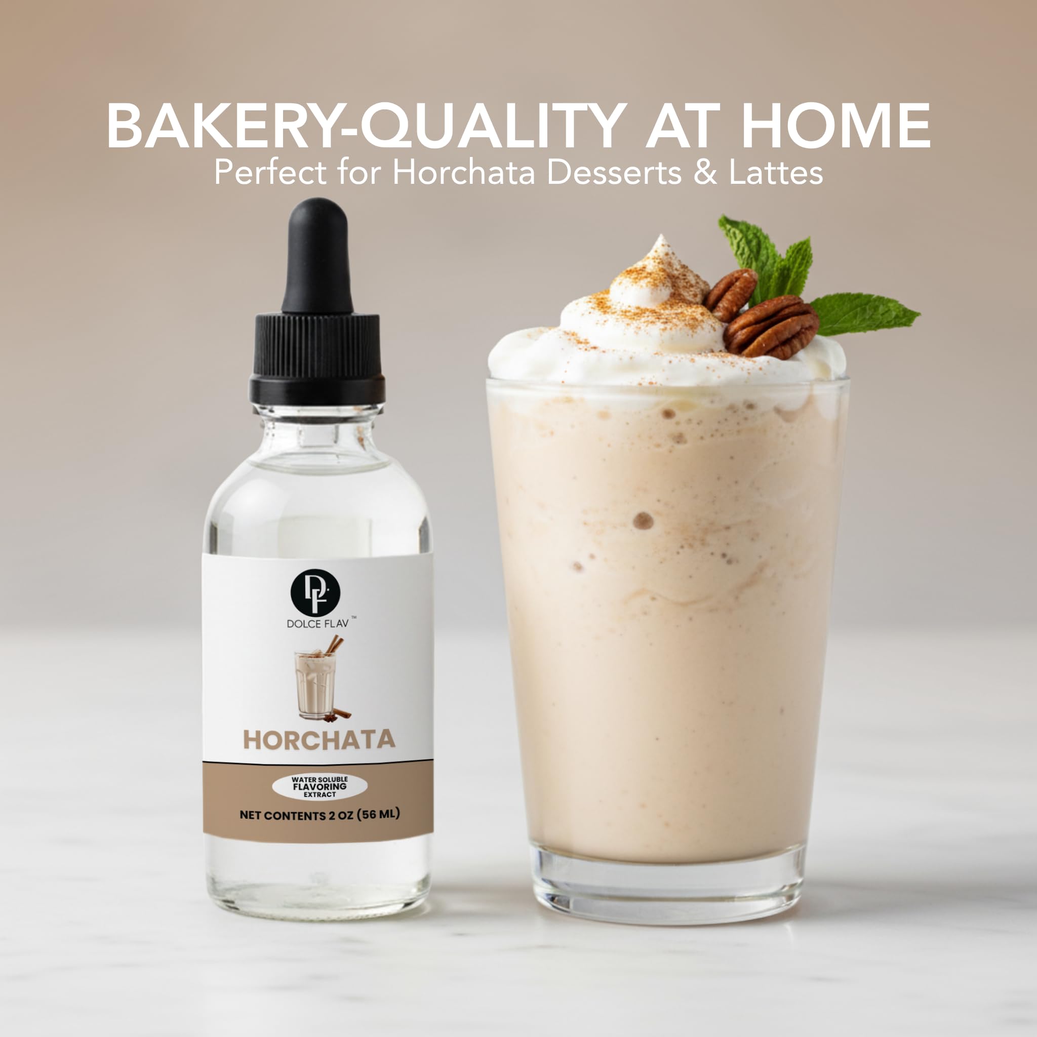 Dolce Flav horchata extract blended into dessert syrups for pancakes and waffles
