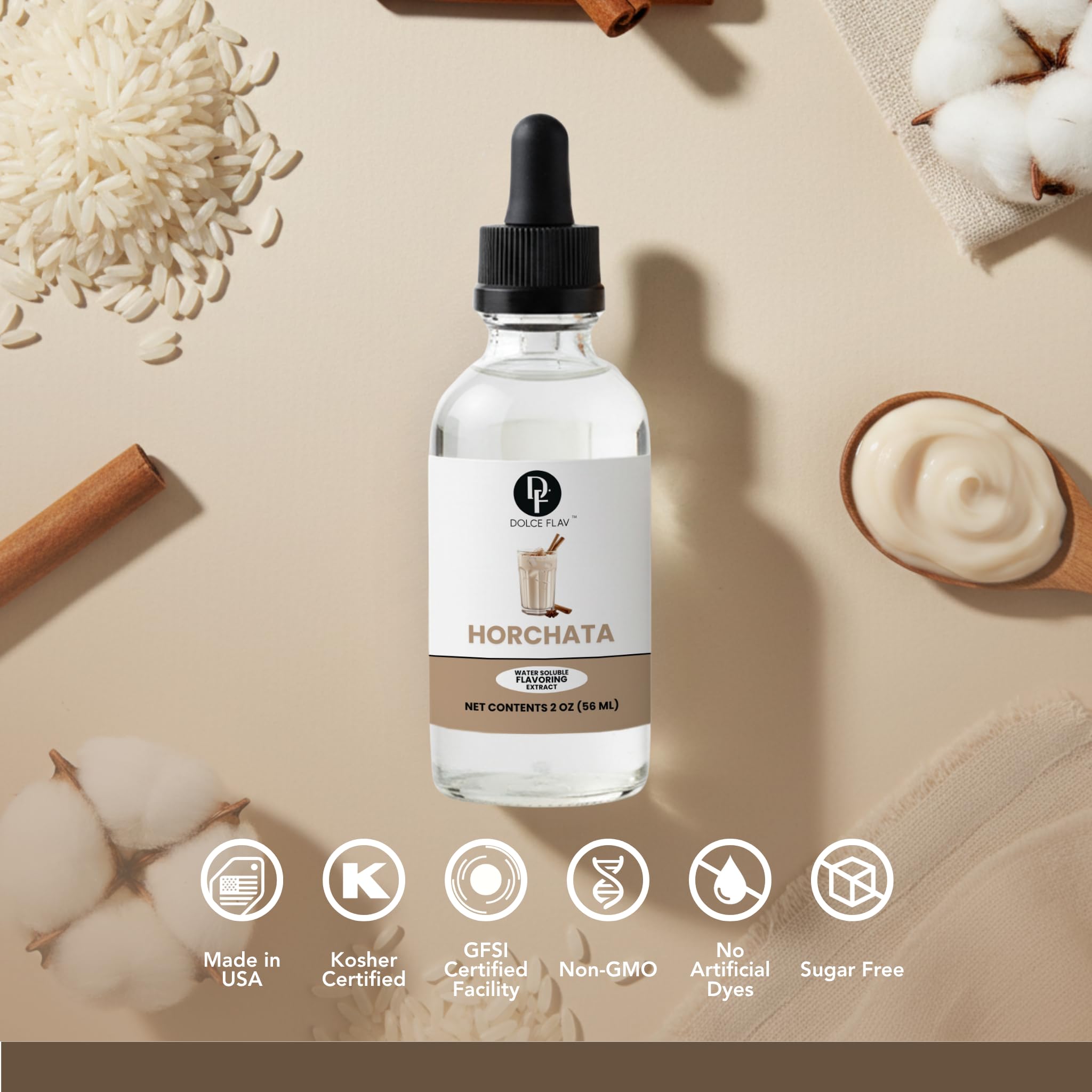 Dolce Flav horchata extract swirled into ice cream for cinnamon notes