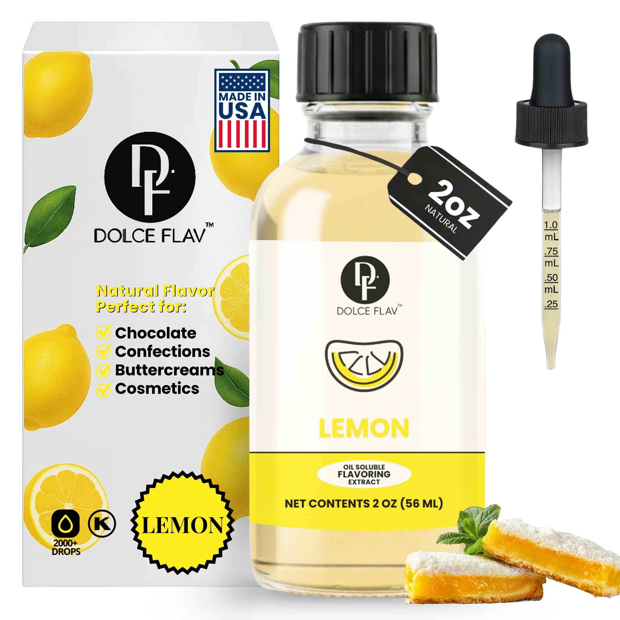 Dolce Flav lemon concentrate bottle closeup for bright culinary zest