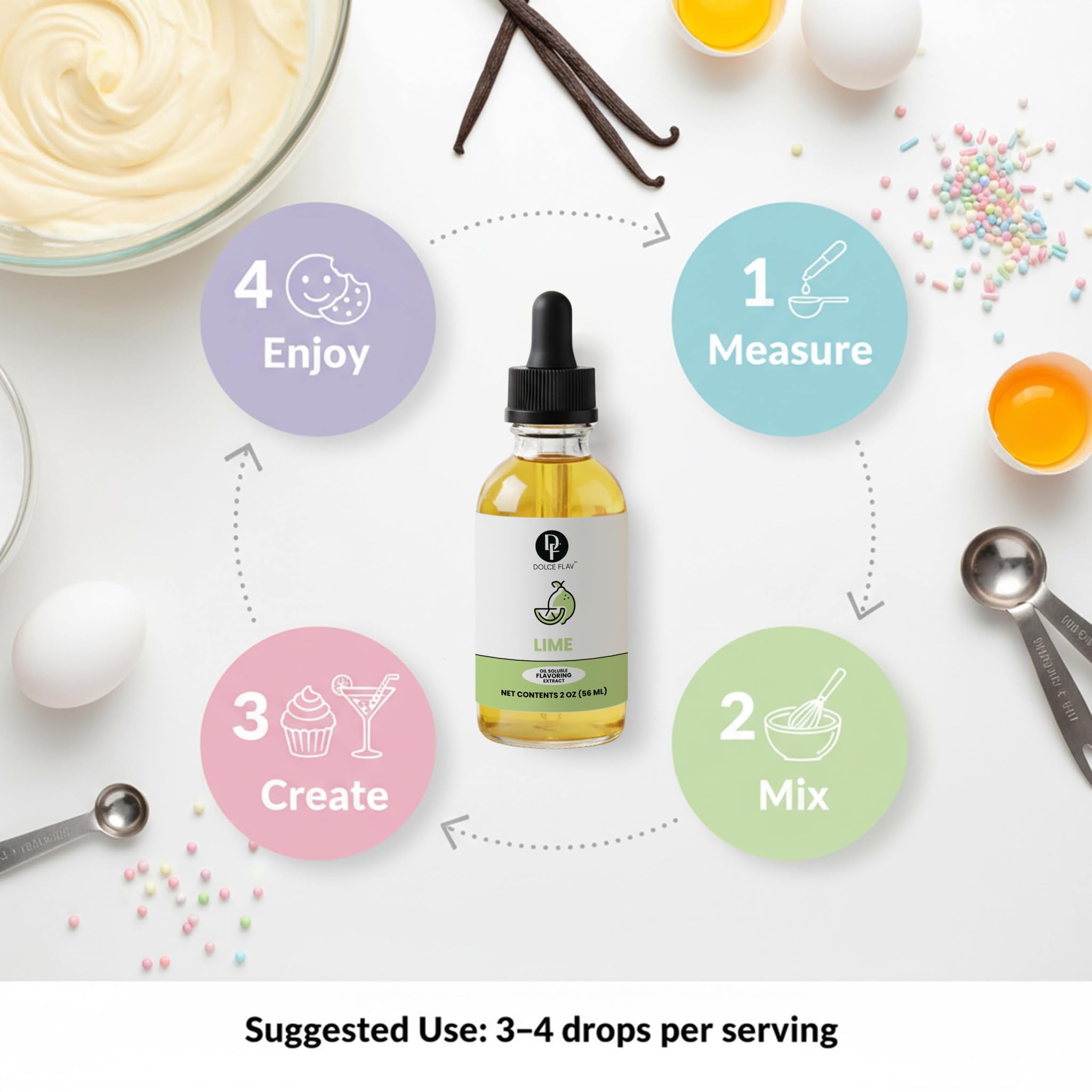 Dolce Flav lime extract DIY recipe action captures hands mixing flavor into treats