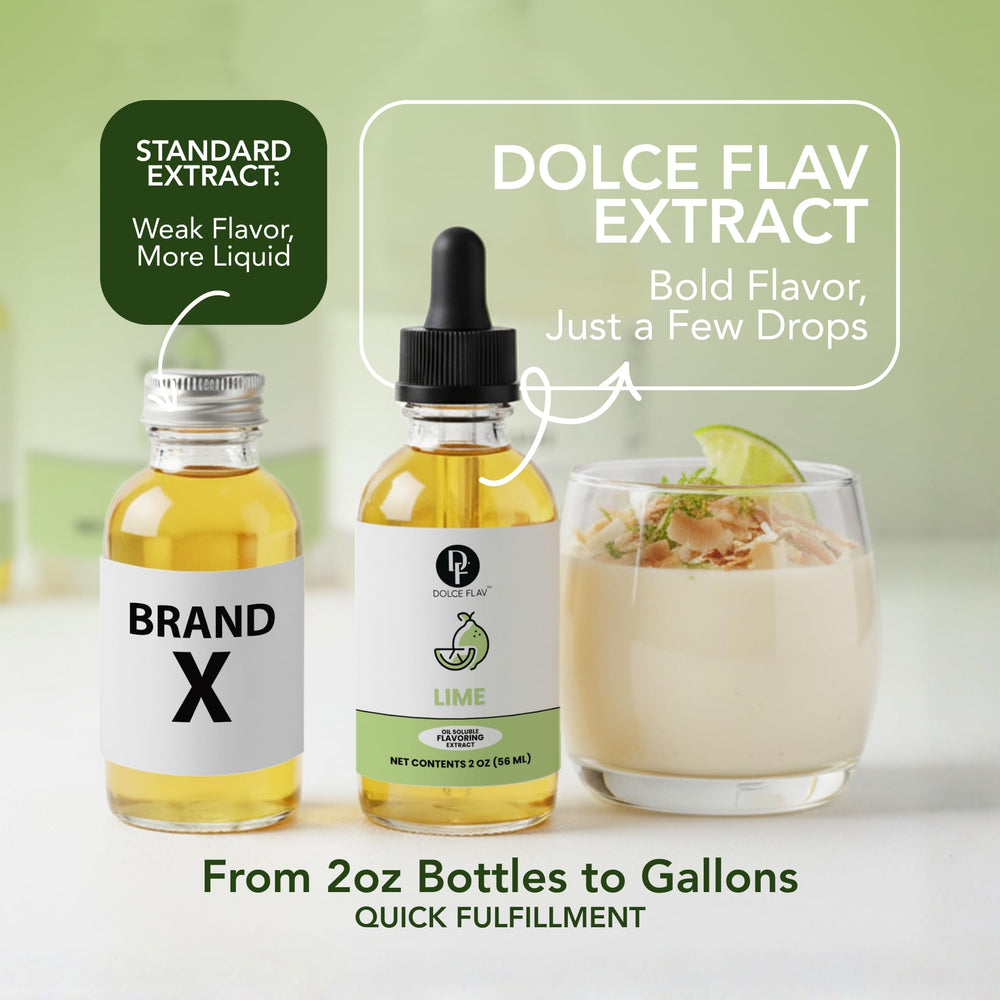 Dolce Flav lime extract label on jar communicates clean sugar-free quality