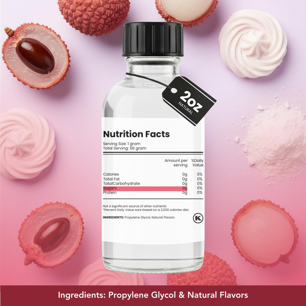 Dolce Flav Lychee Extract dropper for precise, measured flavoring in recipes.