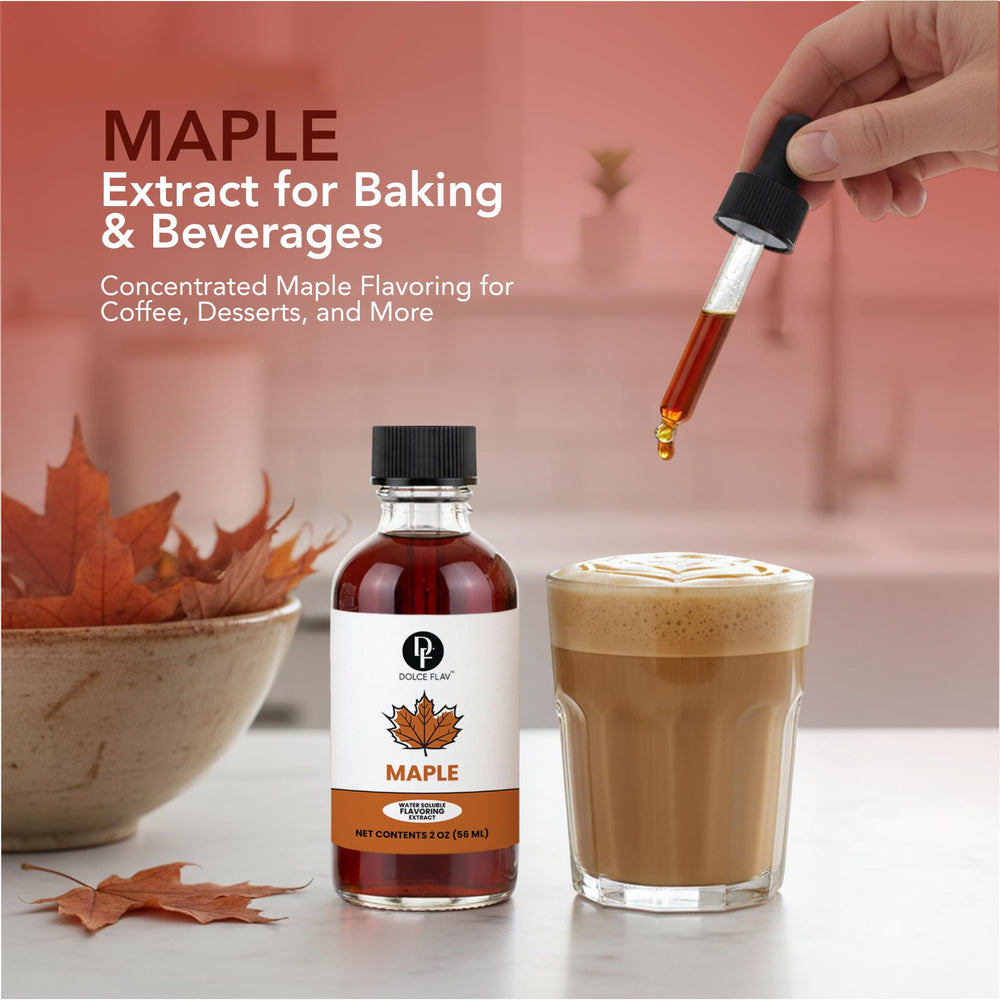 Dolce Flav Maple Extract in coffee for a subtle warm maple aroma