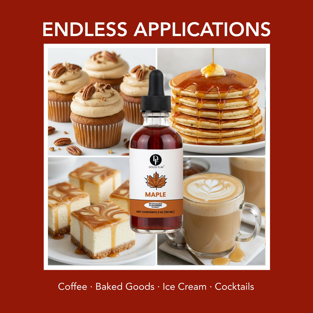 Dolce Flav Maple Extract enhances desserts and ice cream with maple depth