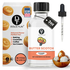 Dolce Flav natural butterscotch extract bottle adds rich flavor to baking