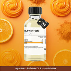 Dolce Flav natural orange extract dropper ready for precise flavoring in recipes.