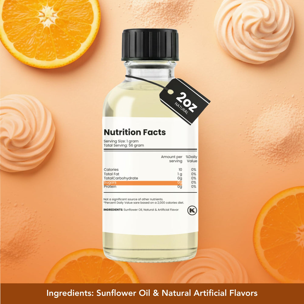 Dolce Flav orange creamsicle frosting showcases creamy citrus finish.