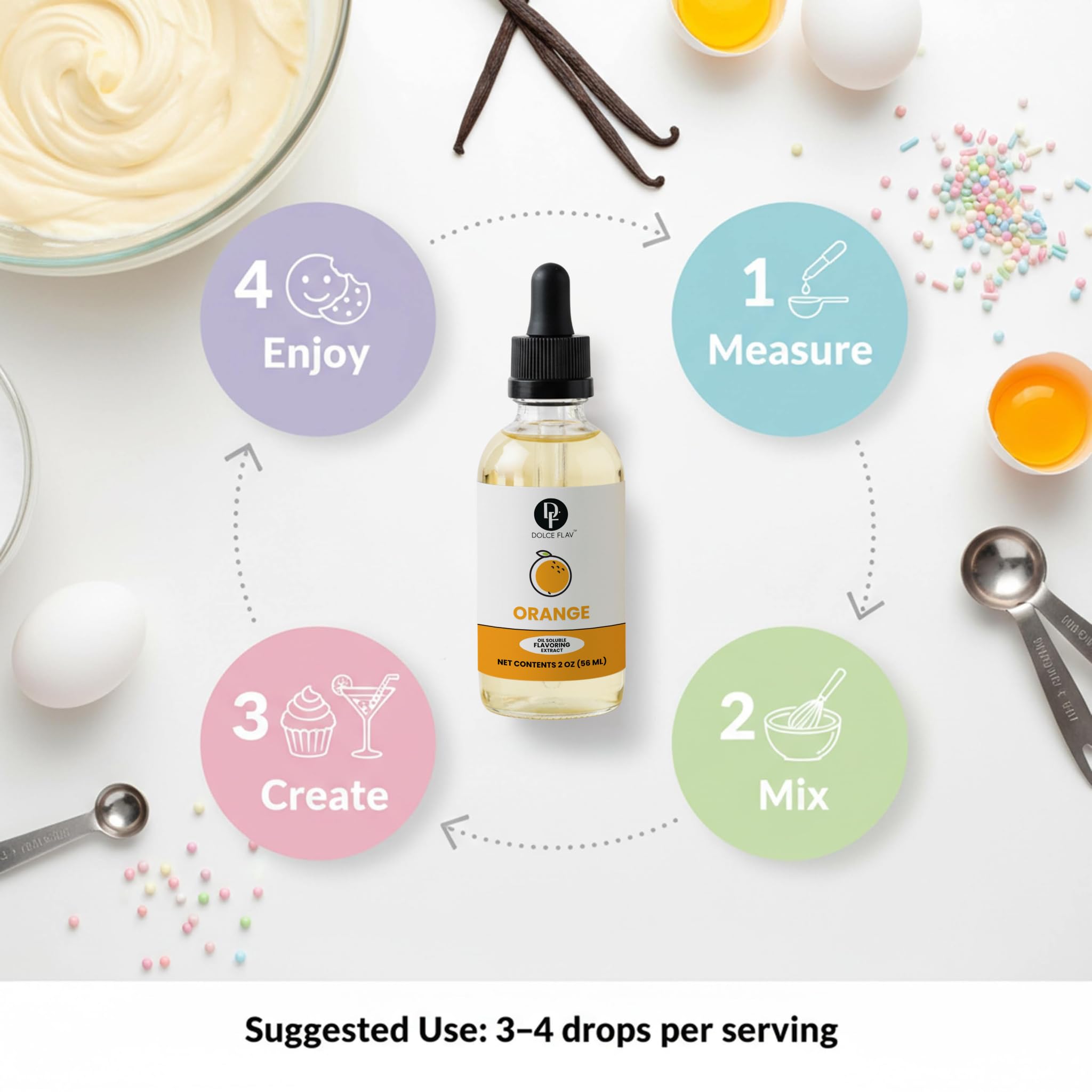 Dolce Flav orange kitchen use setup for marinades and dressings.