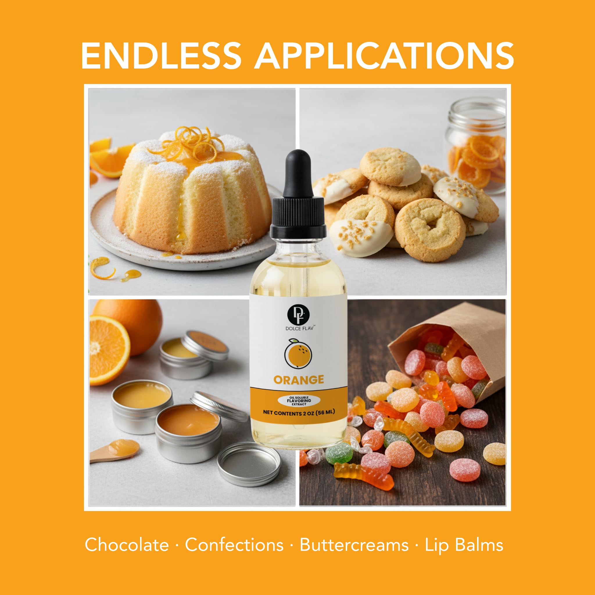 Dolce Flav orange zest closeup showcasing bright citrus notes for desserts.