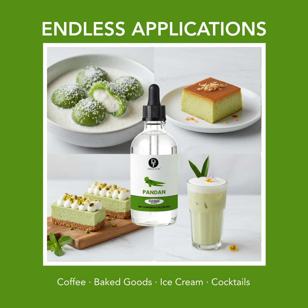 Custard or dessert preparation featuring Dolce Flav Pandan for aroma.