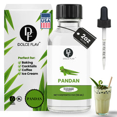 Dolce Flav Pandan Extract bottle with water-soluble formula for easy mixing.