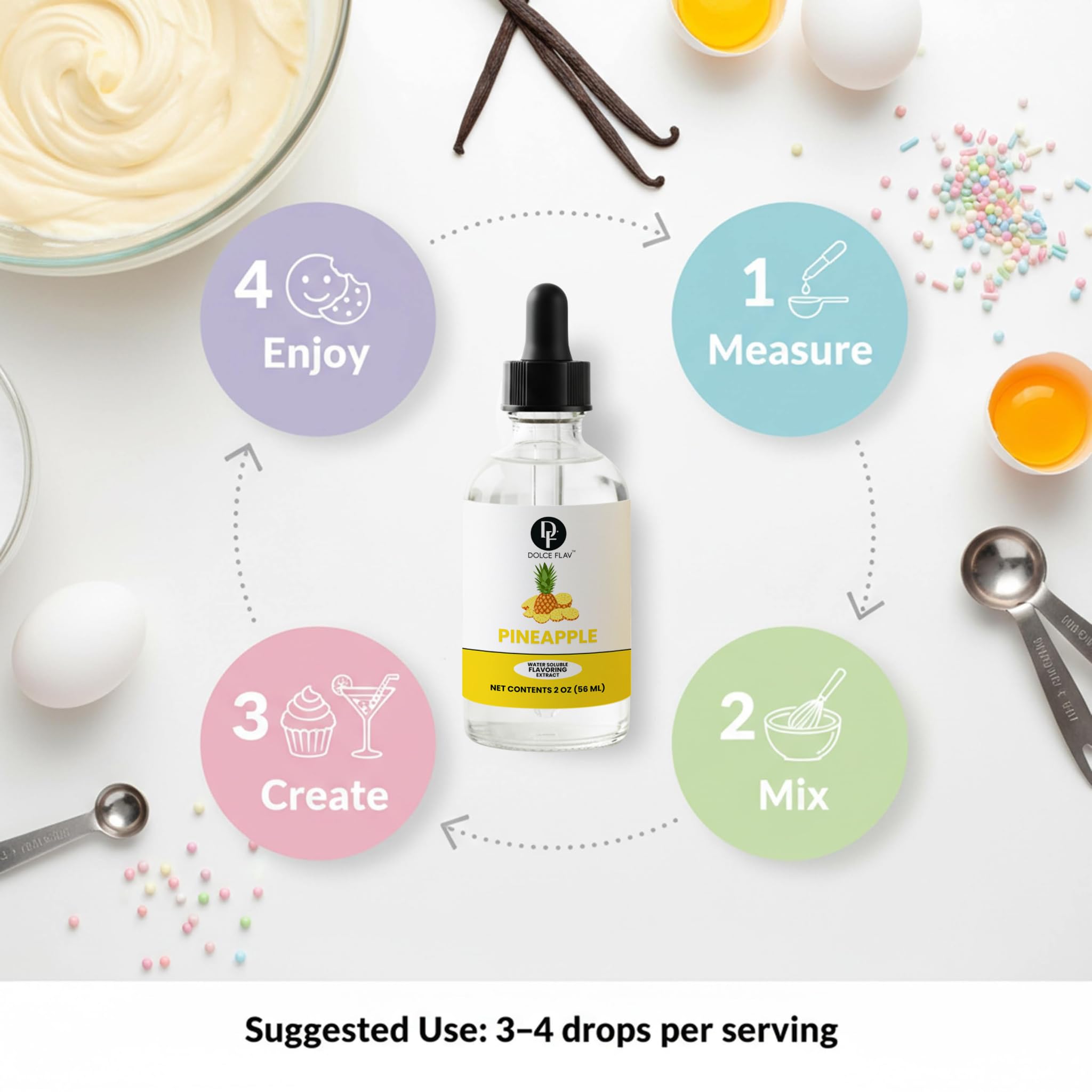 Dolce Flav pineapple extract with measuring spoon for precision