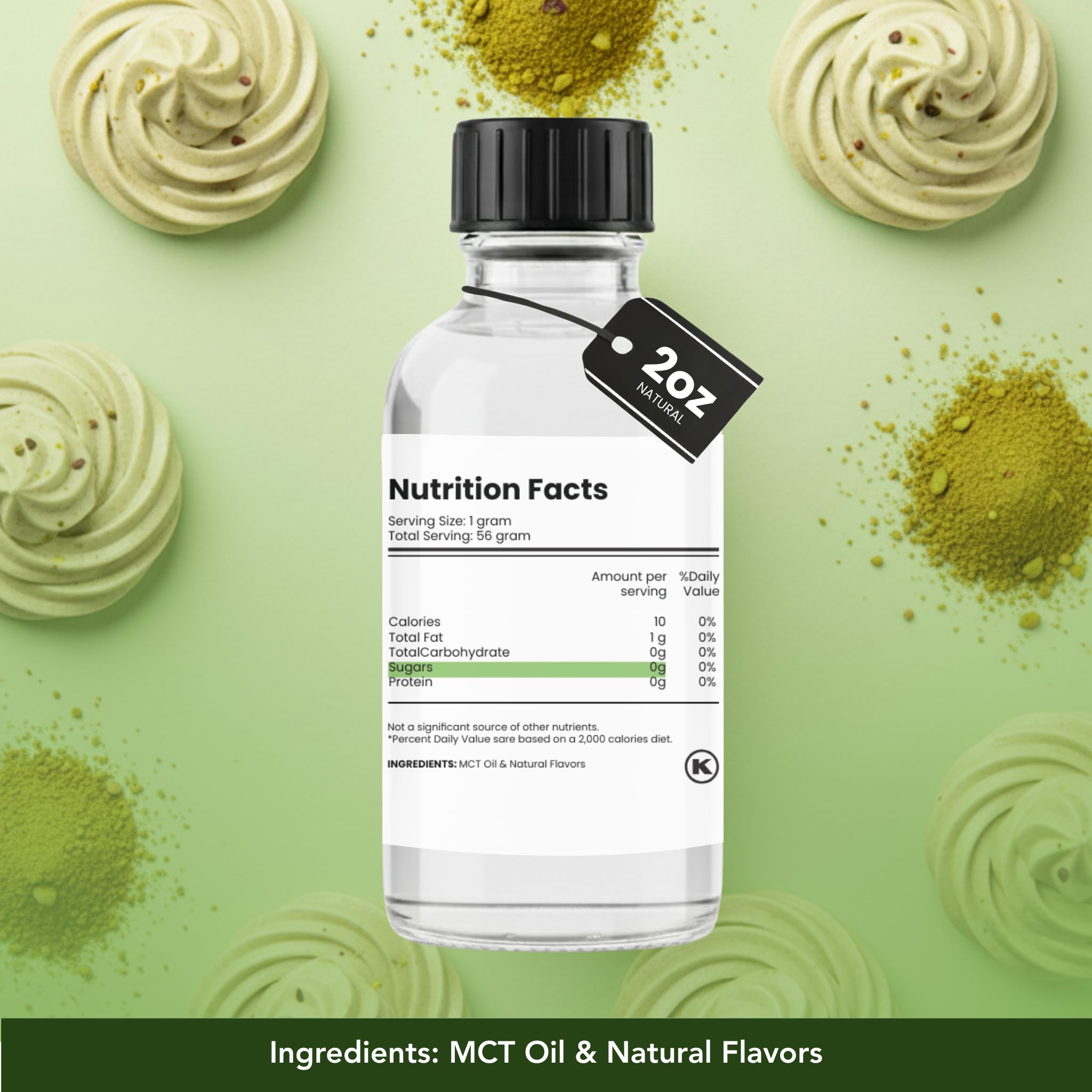 Dolce Flav pistachio oil flavoring drops for precise flavoring in ganache and fillings.