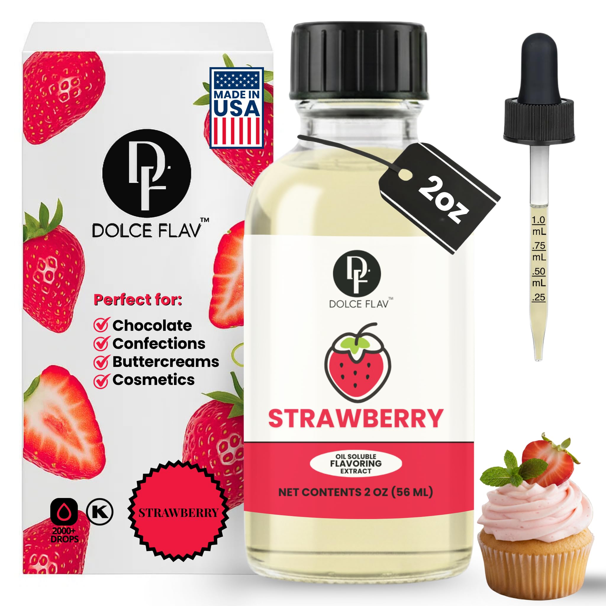Dolce Flav Strawberry Extract bottle suitable for baking and candy flavoring.