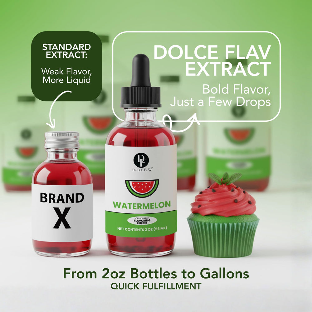 Chocolate-dipped fruit with Dolce Flav Watermelon Extract for a juicy twist.