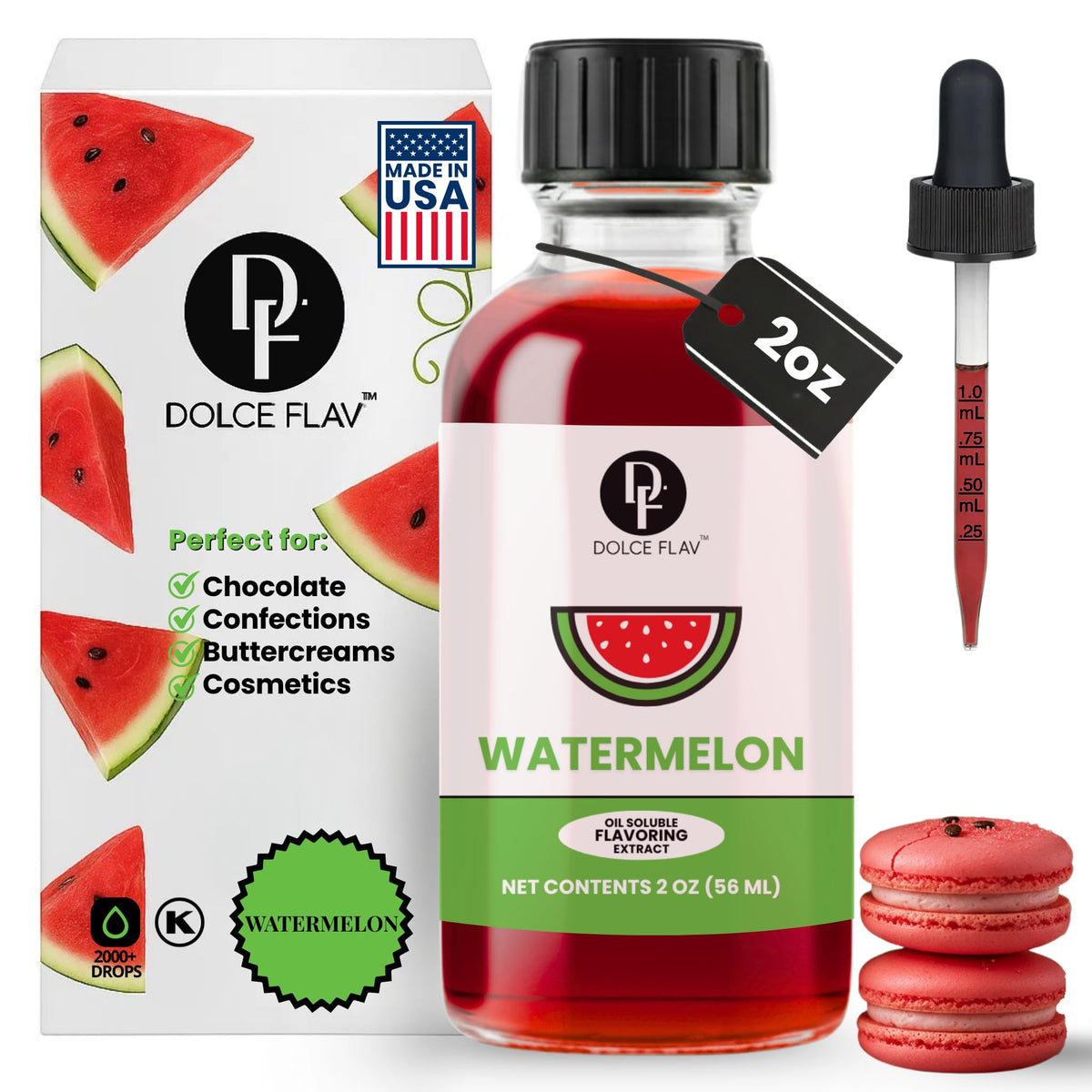Dolce Flav Watermelon Extract bottle for vivid flavor in desserts and baking.