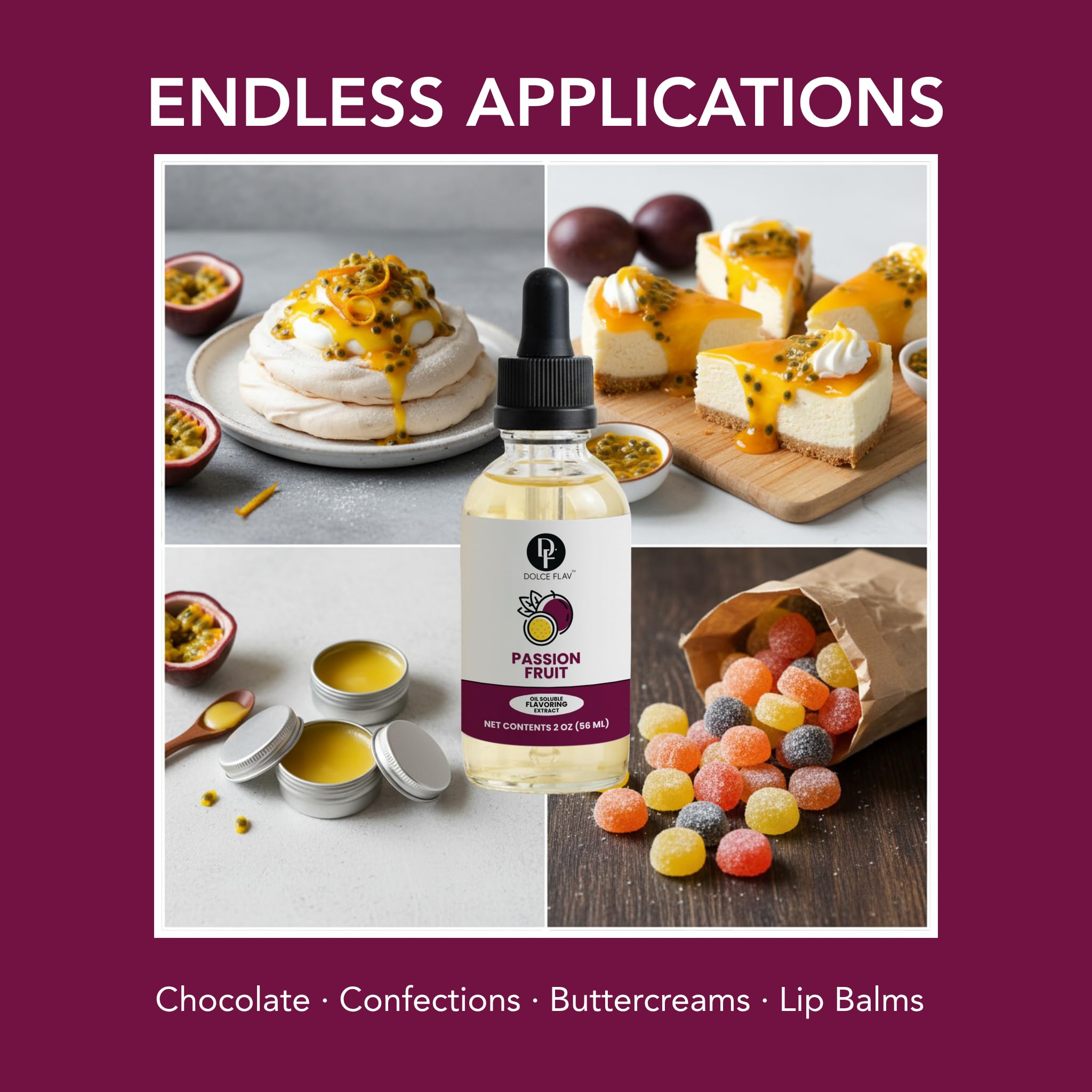 Dolce Flav passion fruit extract enhances cakes and tarts with bold tropical notes.