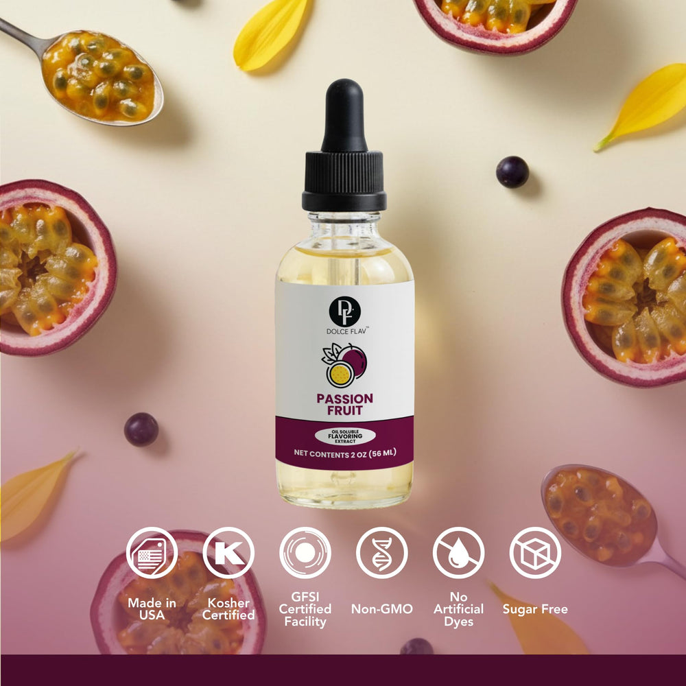 Dolce Flav passion fruit extract flavors frostings with rich passion fruit.
