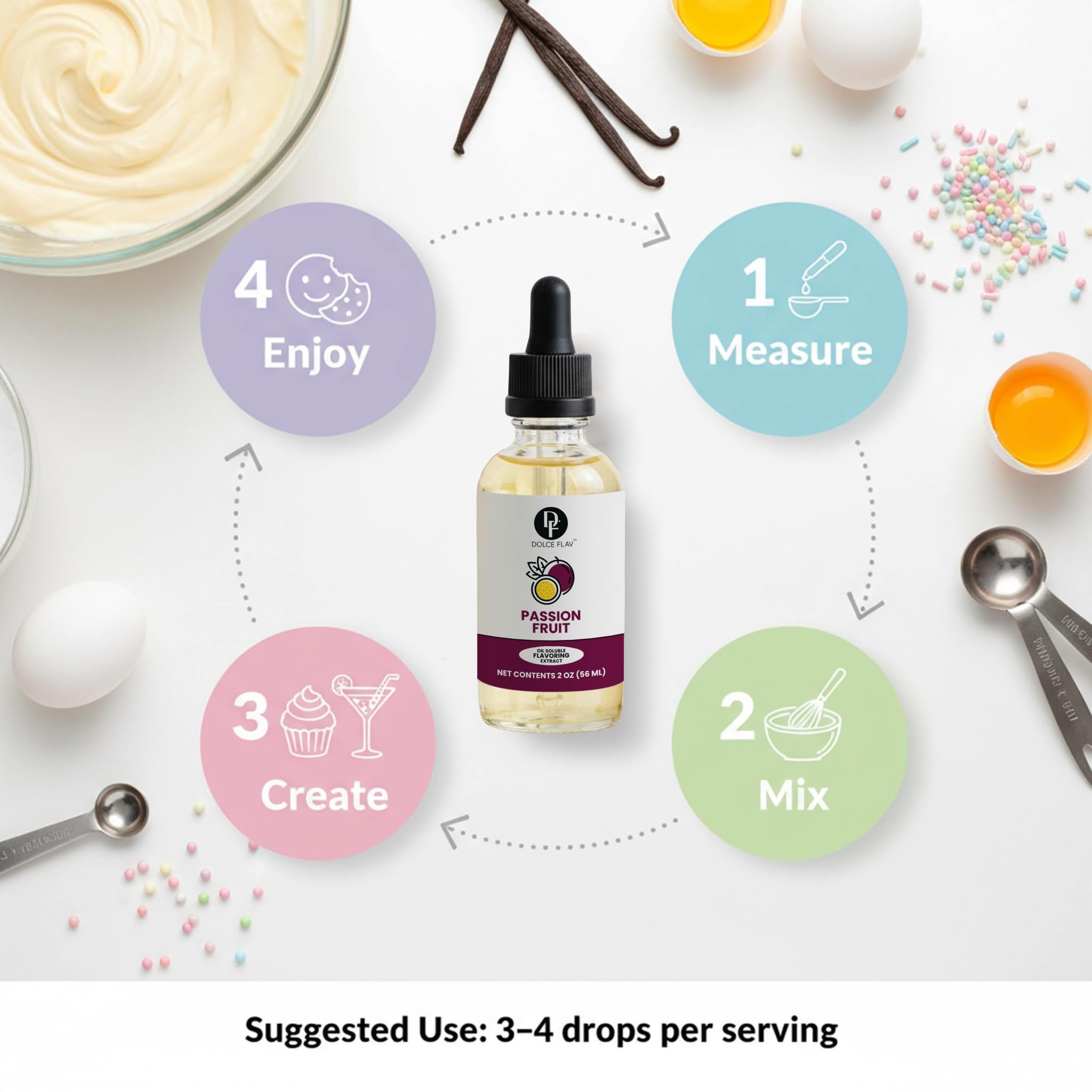 Dolce Flav passion fruit extract from the USA, alcohol-free and dye-free.