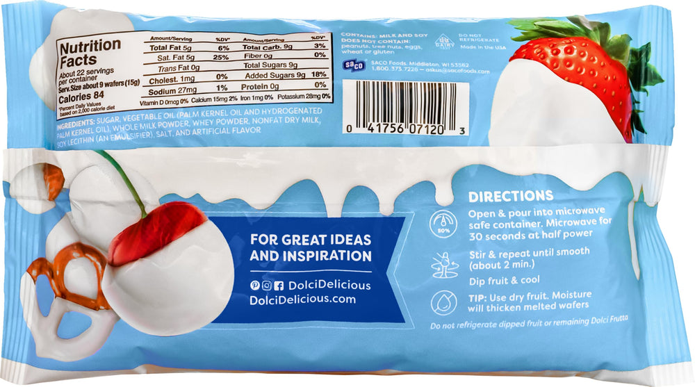 Dolci Frutta allergen safety label highlighting nut-free facility