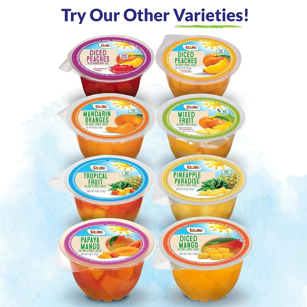 Adults grab Dole peaches in strawberry gel cups for a quick break