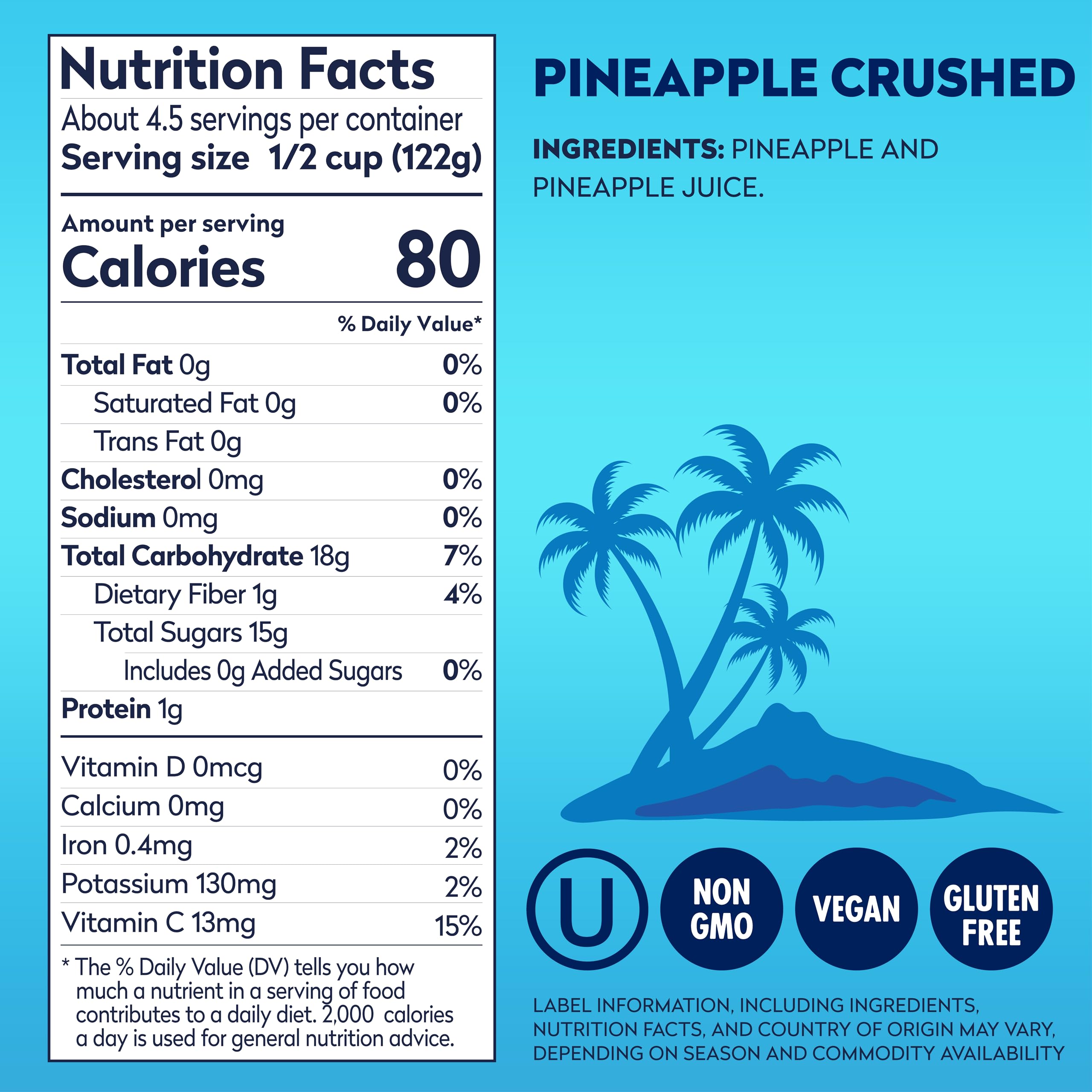 Dole crushed pineapple closeup texture shows natural fruit pieces