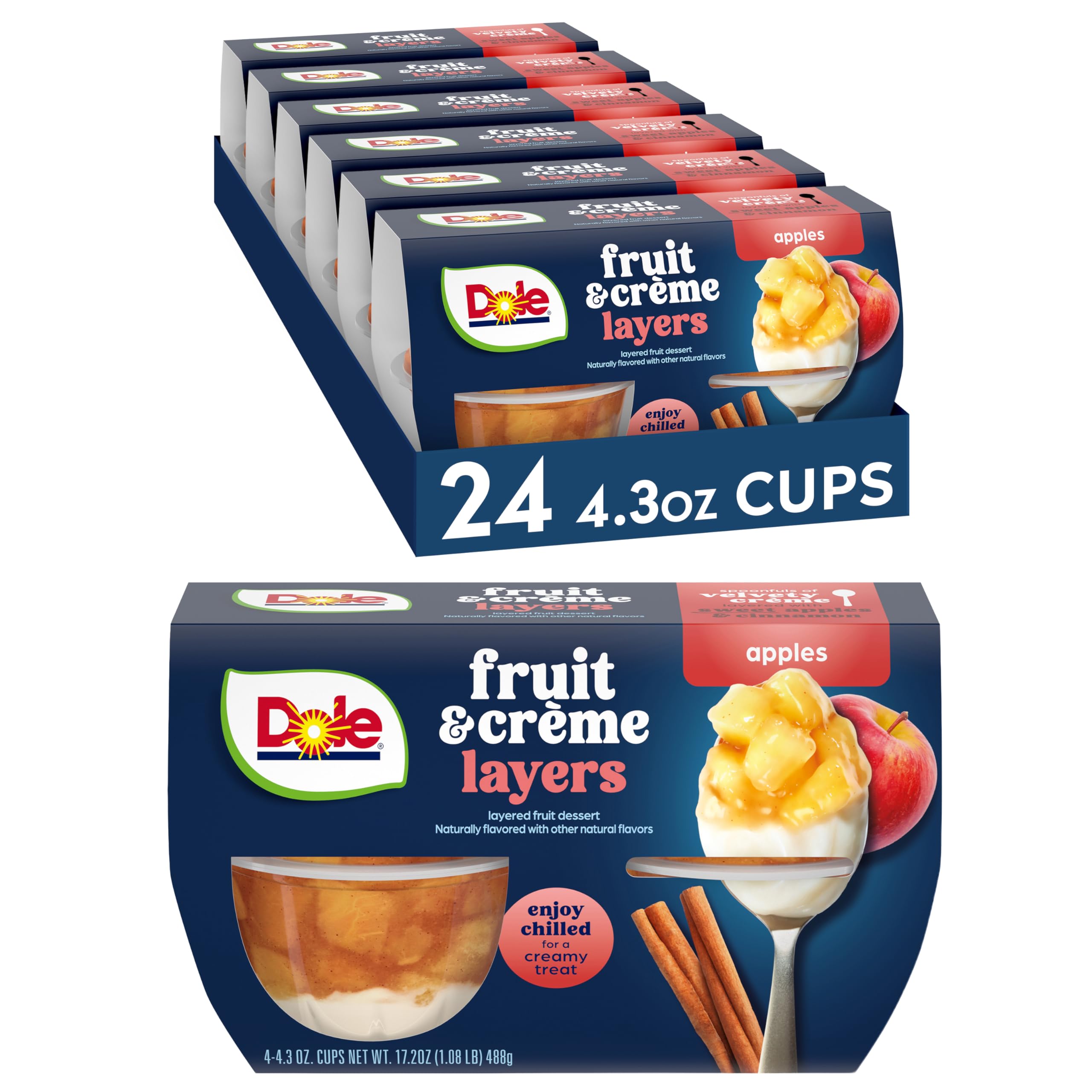 Dole Fruit Bowls Apples & Creme Layers close-up with creamy vanilla creme and diced apples