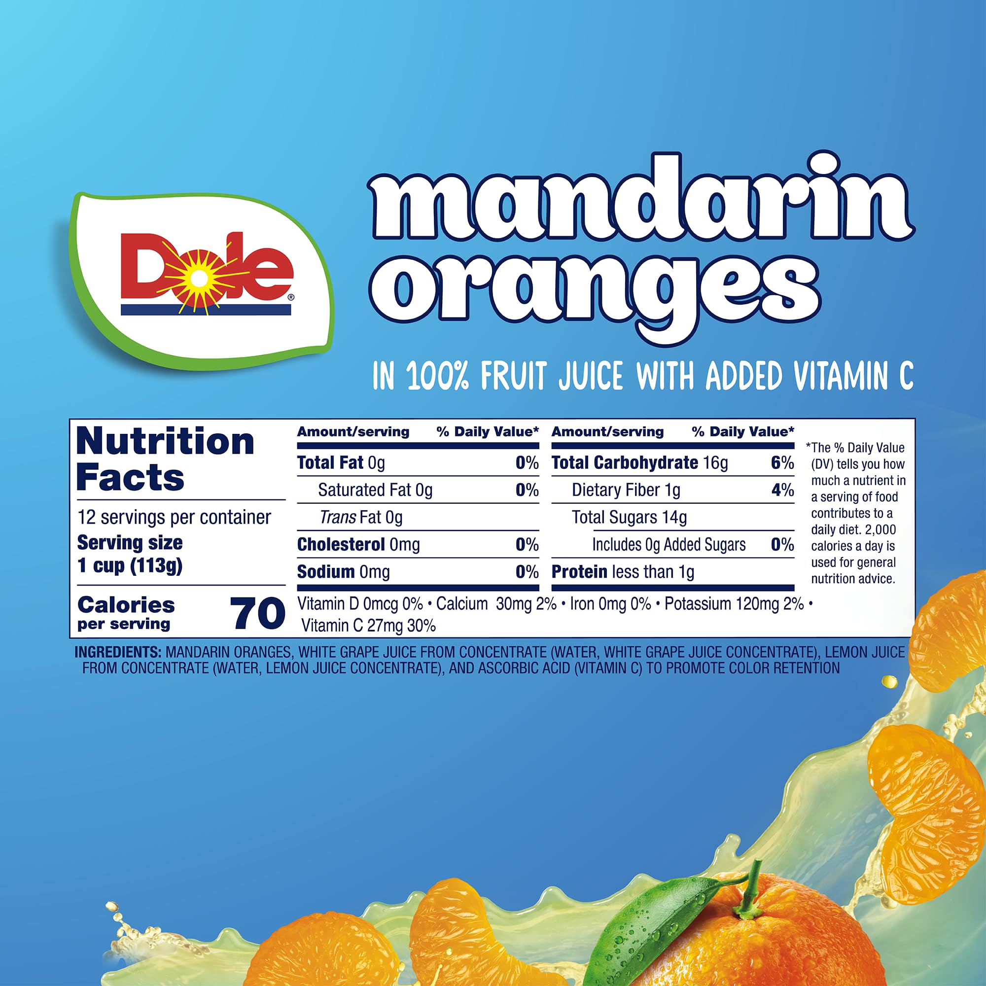 Dole Fruit Bowls bite-sized mandarin oranges: convenient pre-cut pieces for lunchboxes.