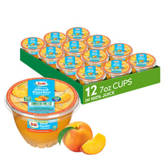 Dole Fruit Bowls Diced Peaches in 100% Juice for a quick, vitamin-rich snack.