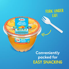 Dole Fruit Bowls Diced Peaches snack cups ideal for lunch boxes.