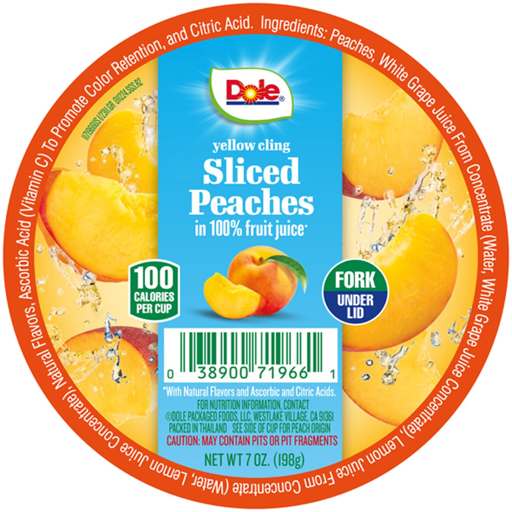 Dole Fruit Bowls Diced Peaches vitamin C boost for the family.